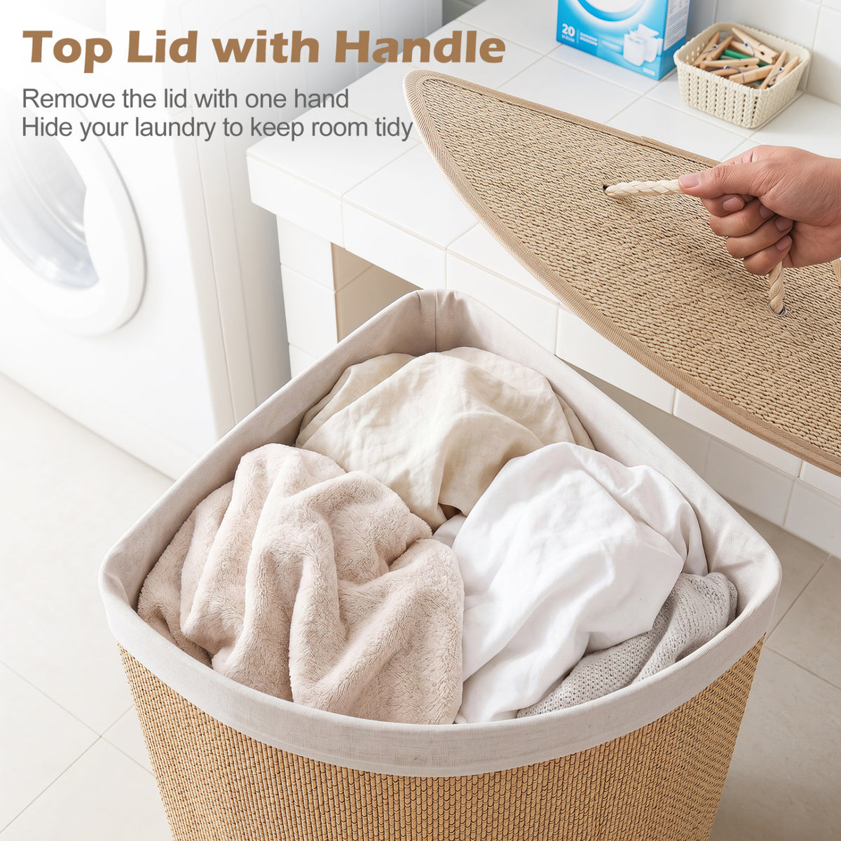 Bamboo Laundry Hamper 15 Gallon Fanshaped Natural