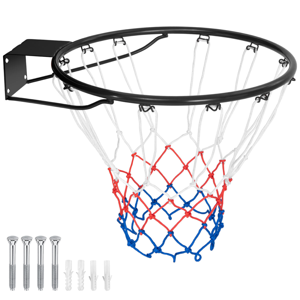 15 Inch Basketball Rim with All Weather Net & Mounting Hardware - Black Variation