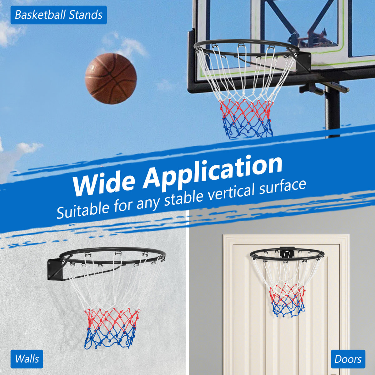15 Inch Basketball Rim with All Weather Net & Mounting Hardware - Black Variation