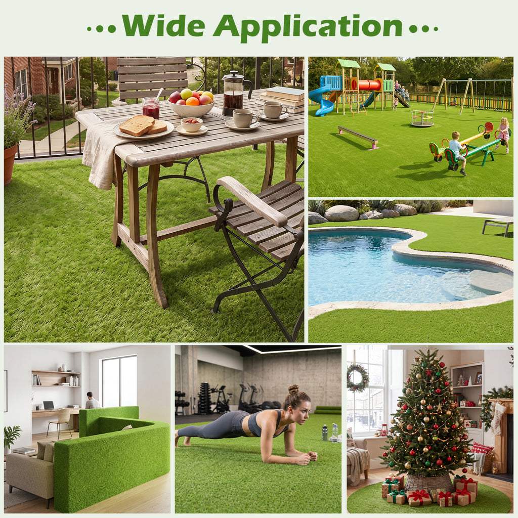 Artificial Turf Rug with 0.75 Inch Low Pile Height for Lawn & Pet Areas - Green