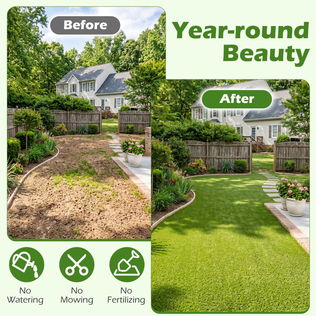 Artificial Turf Rug with 0.75 Inch Low Pile Height for Lawn & Pet Areas - Green