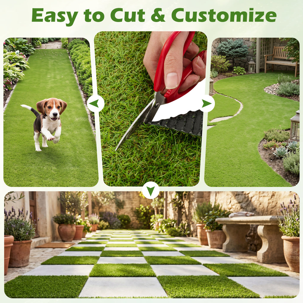 Artificial Turf Rug with 0.75 Inch Low Pile Height for Lawn & Pet Areas - Green