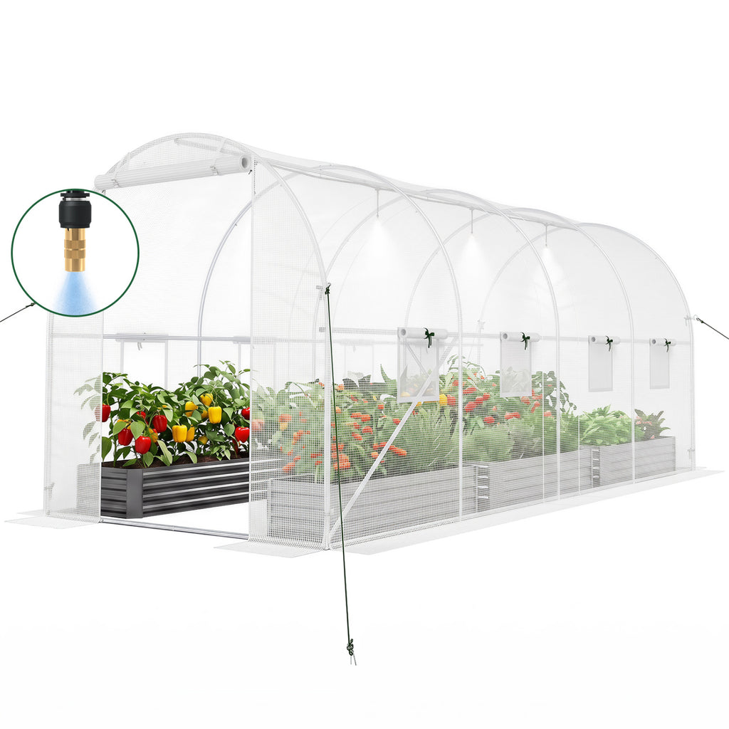 15 x 7 ft Walk-in Tunnel Greenhouse with Watering System