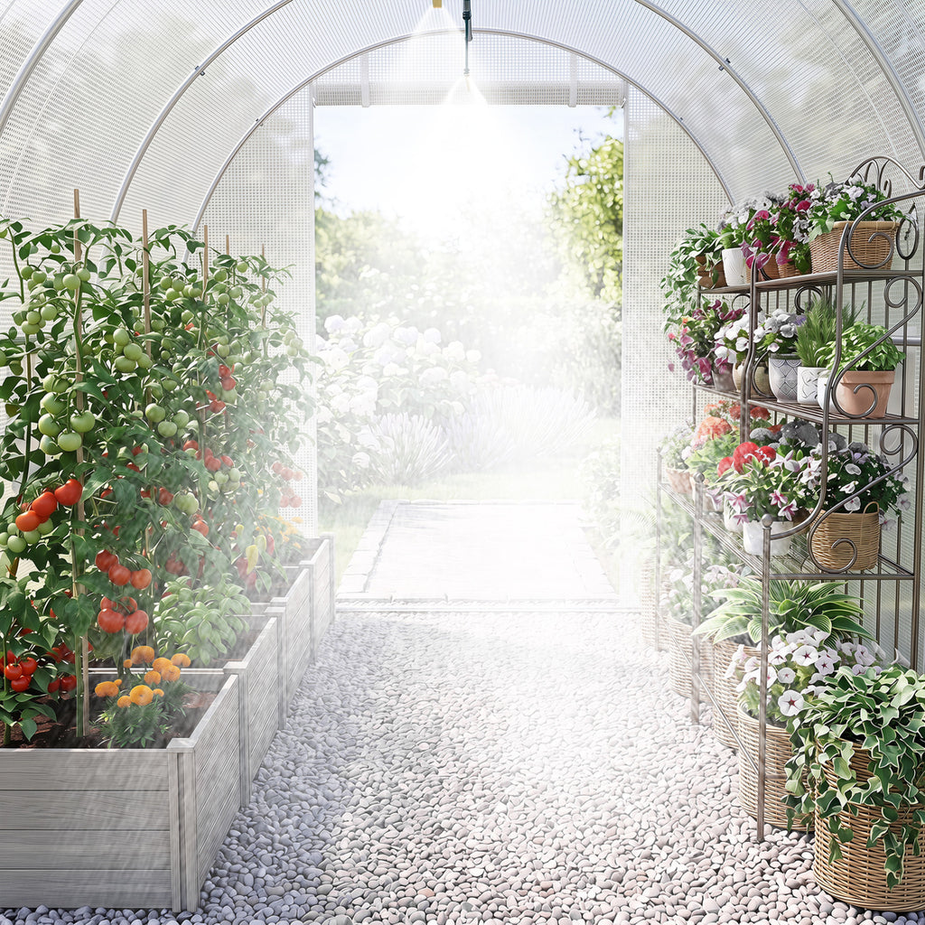 15 x 7 ft Walk-in Tunnel Greenhouse with Watering System