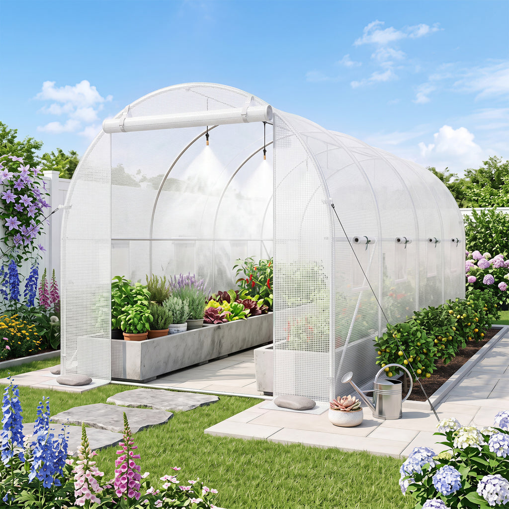 15 x 7 ft Walk-in Tunnel Greenhouse with Watering System