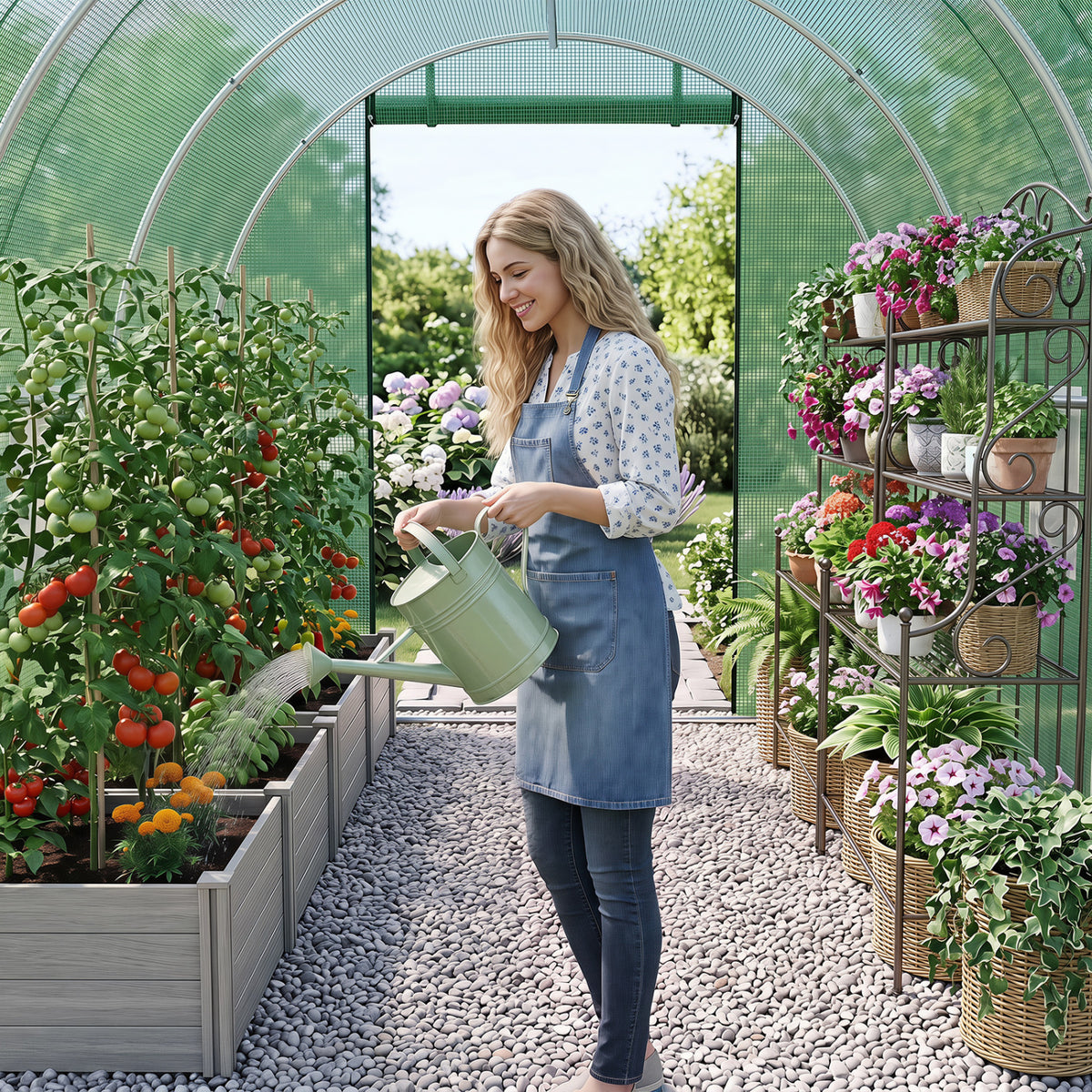 15 x 7 ft Walk-in Tunnel Greenhouse for Outdoors