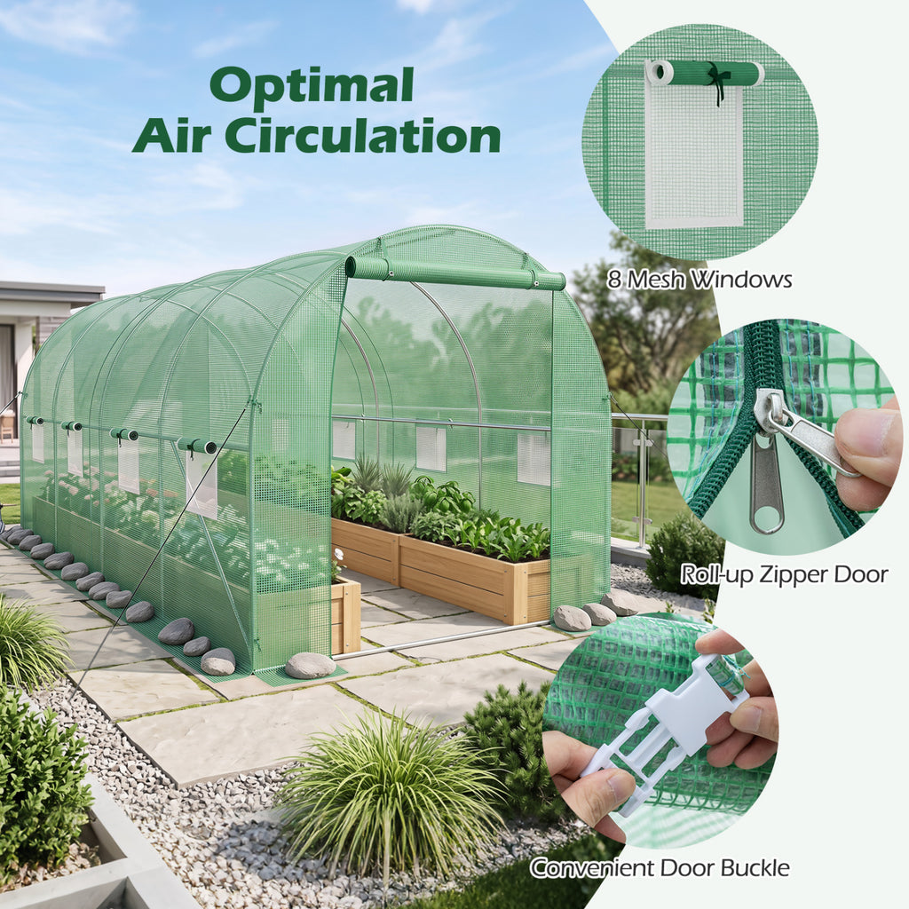 15 x 7 ft Walk-in Tunnel Greenhouse for Outdoors