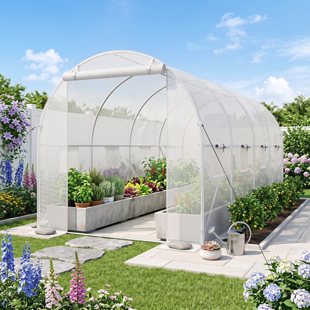 15 x 7 ft Walk-in Tunnel Greenhouse for Outdoors
