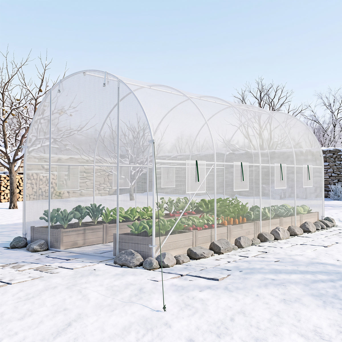 15 x 7 ft Walk-in Tunnel Greenhouse for Outdoors