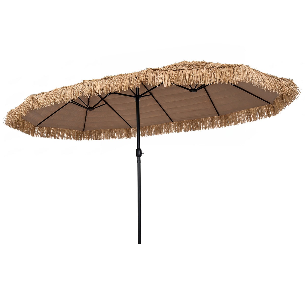 15 x 9 FT Solar Double-Sided Patio Umbrella Base Included for Garden