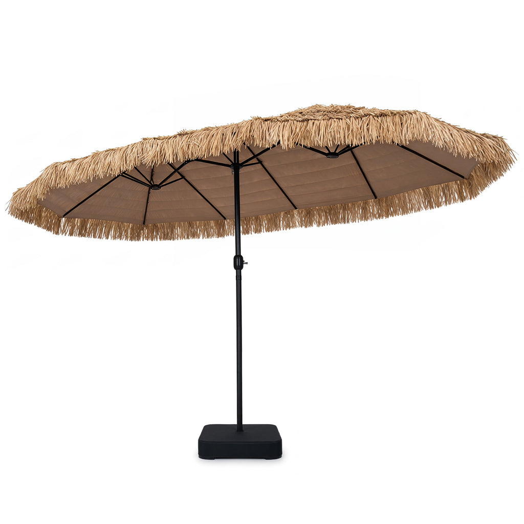 15 x 9 FT Solar Double-Sided Patio Umbrella Base Included for Garden