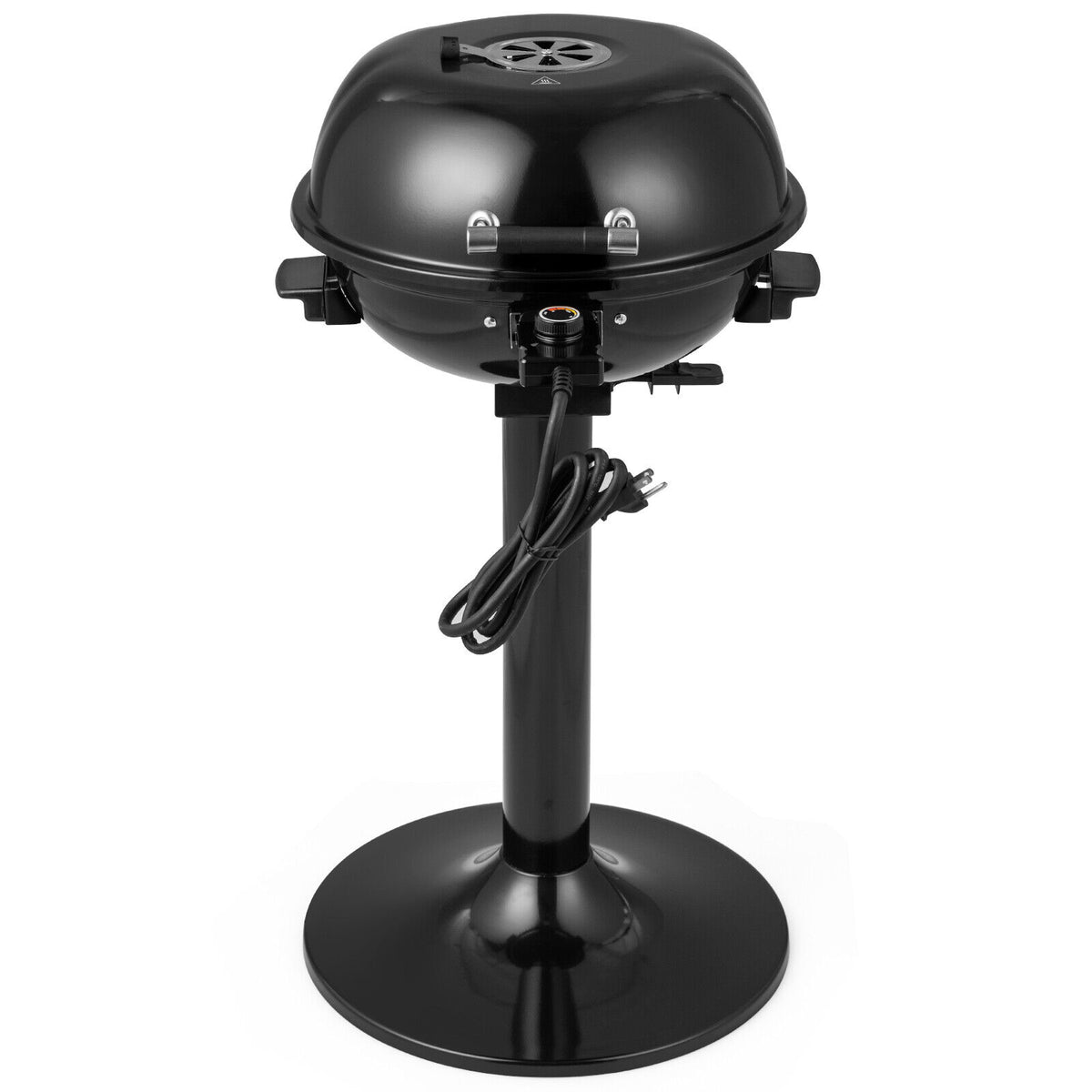 1600W Portable Electric BBQ Grill with Warming Rack, Black