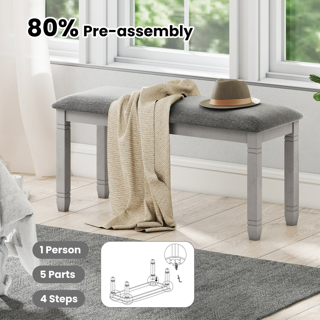 Upholstered Bedroom Bench with Storage, Gray