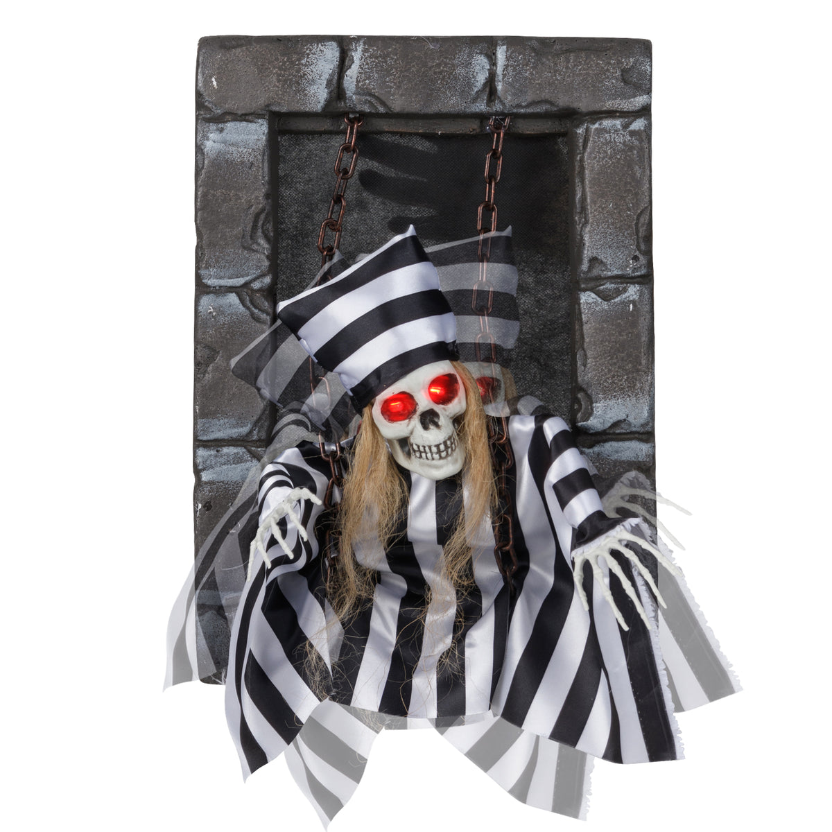 Halloween Hanging Skull Prisoner Decor - Light & Sound Activation, Variation B