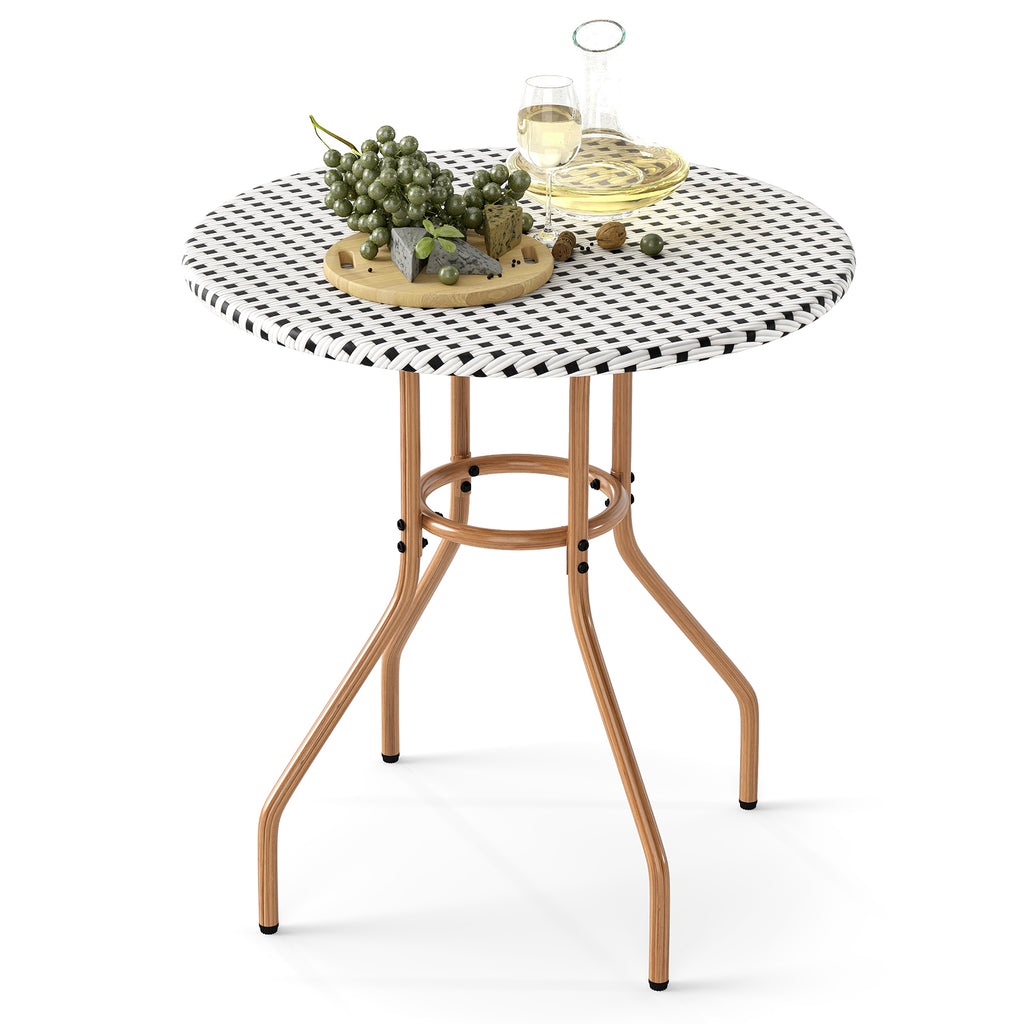 27.5" PE Rattan Bistro Table - White