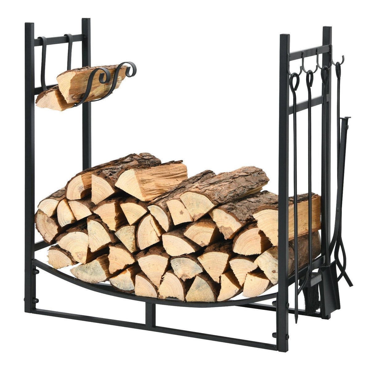 30-Inch Firewood Rack with 4-Tool Set & Kindling Holders