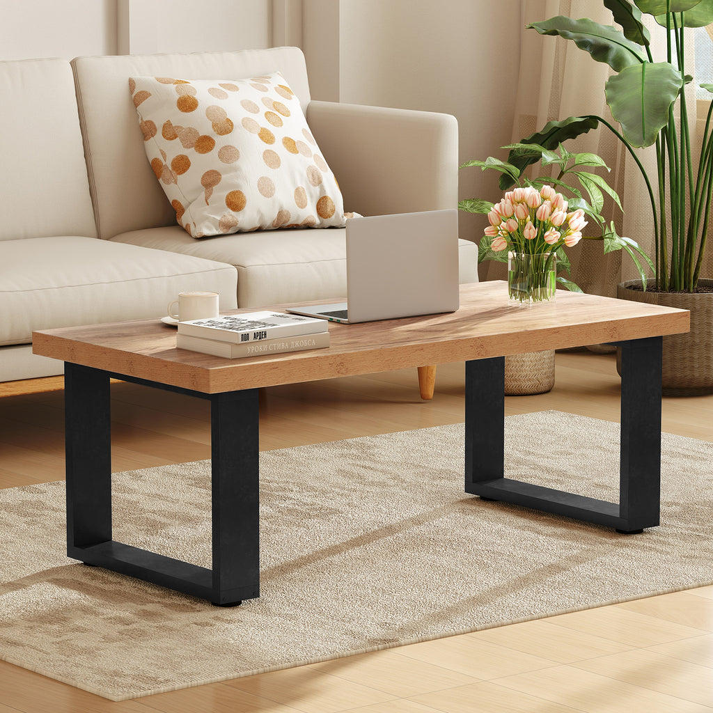 47" Farmhouse Coffee Table with Thickened Tabletop - Oak