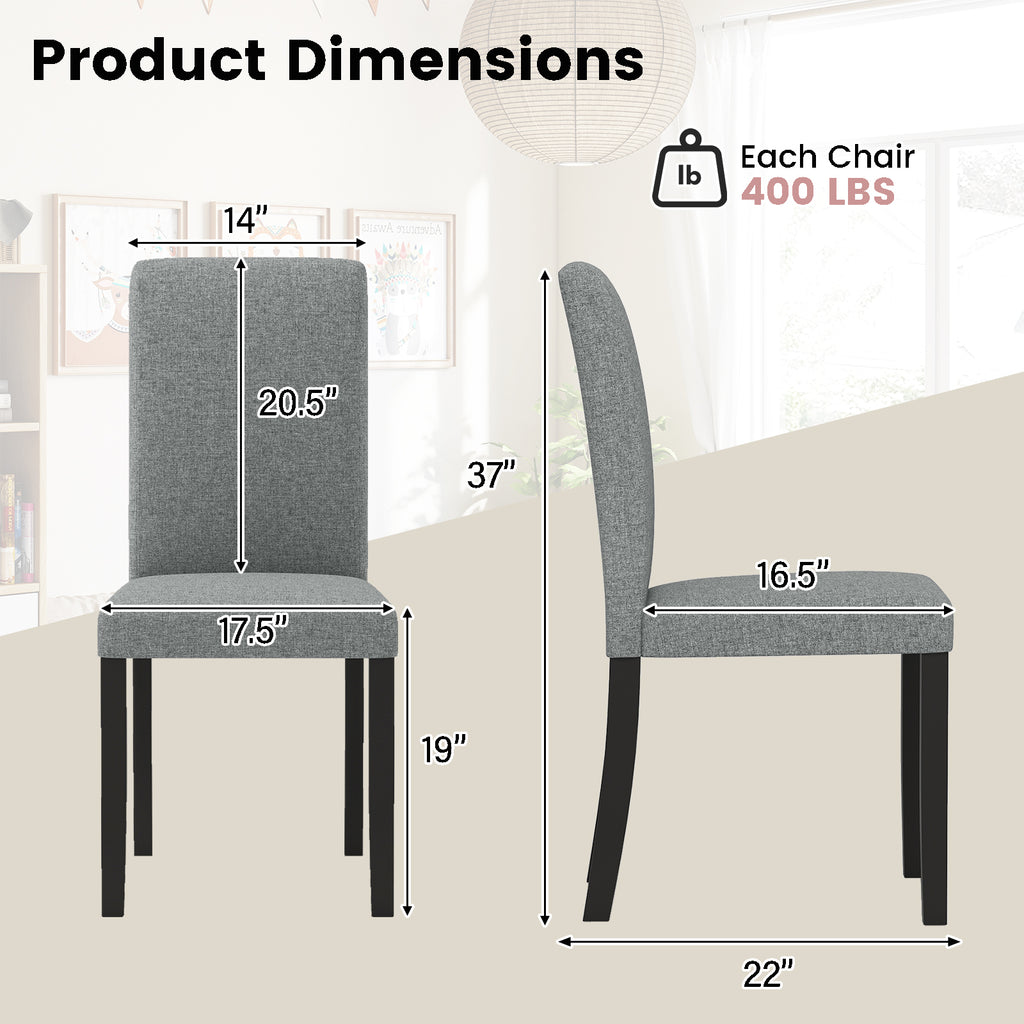 Dining Chair Set of 2 Mid-Century Modern - Gray