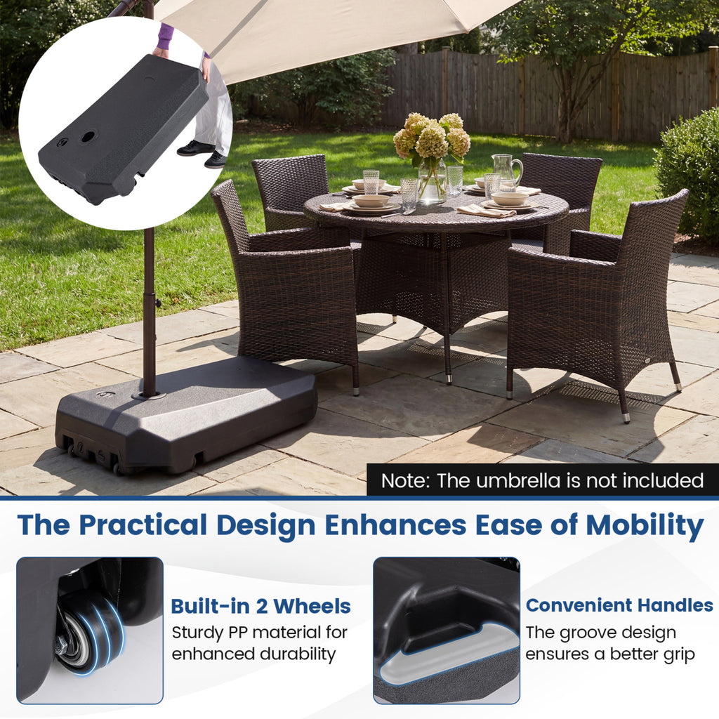 165 LBS Cantilever Umbrella Base with Wheels and Cross