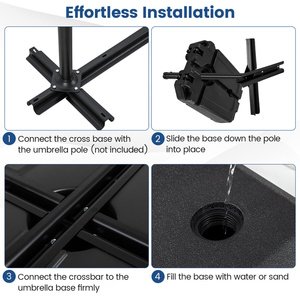 165 LBS Cantilever Umbrella Base with Wheels and Cross