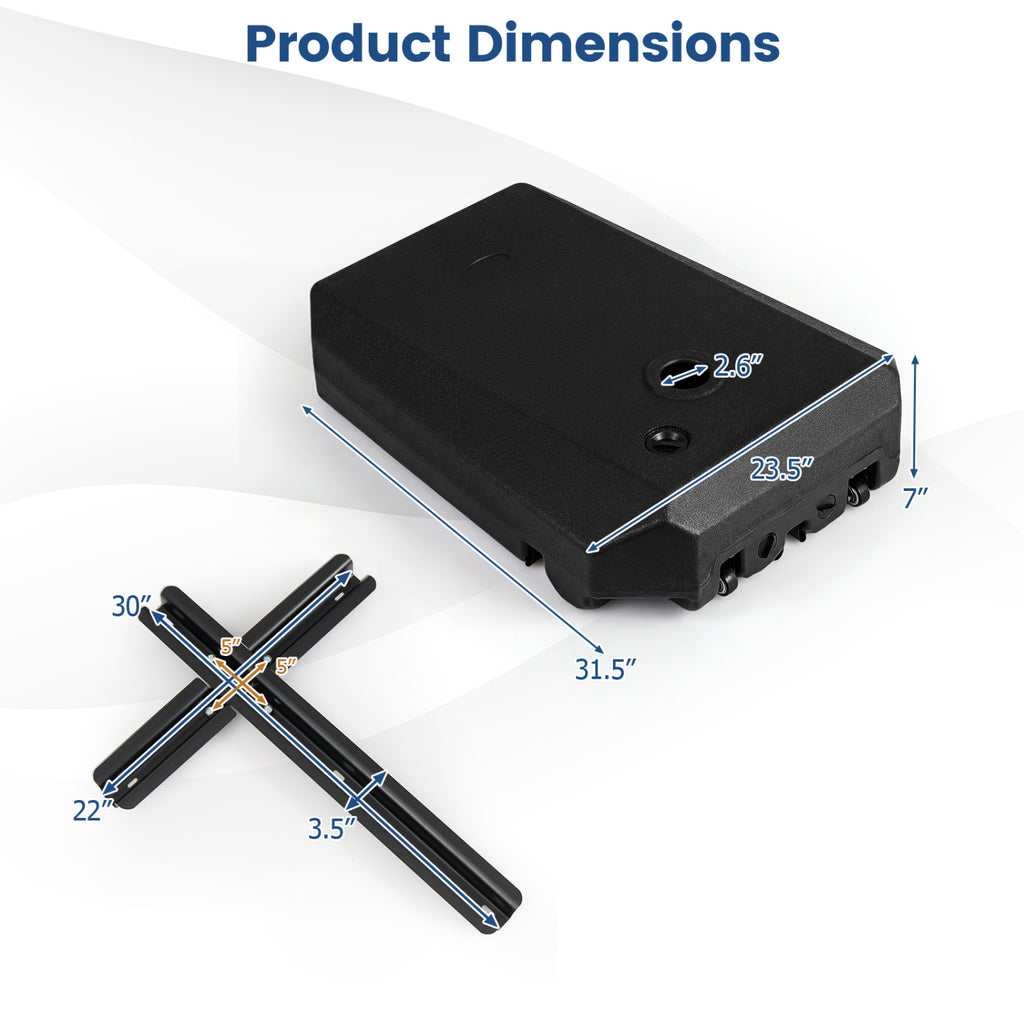 165 LBS Cantilever Umbrella Base with Wheels and Cross