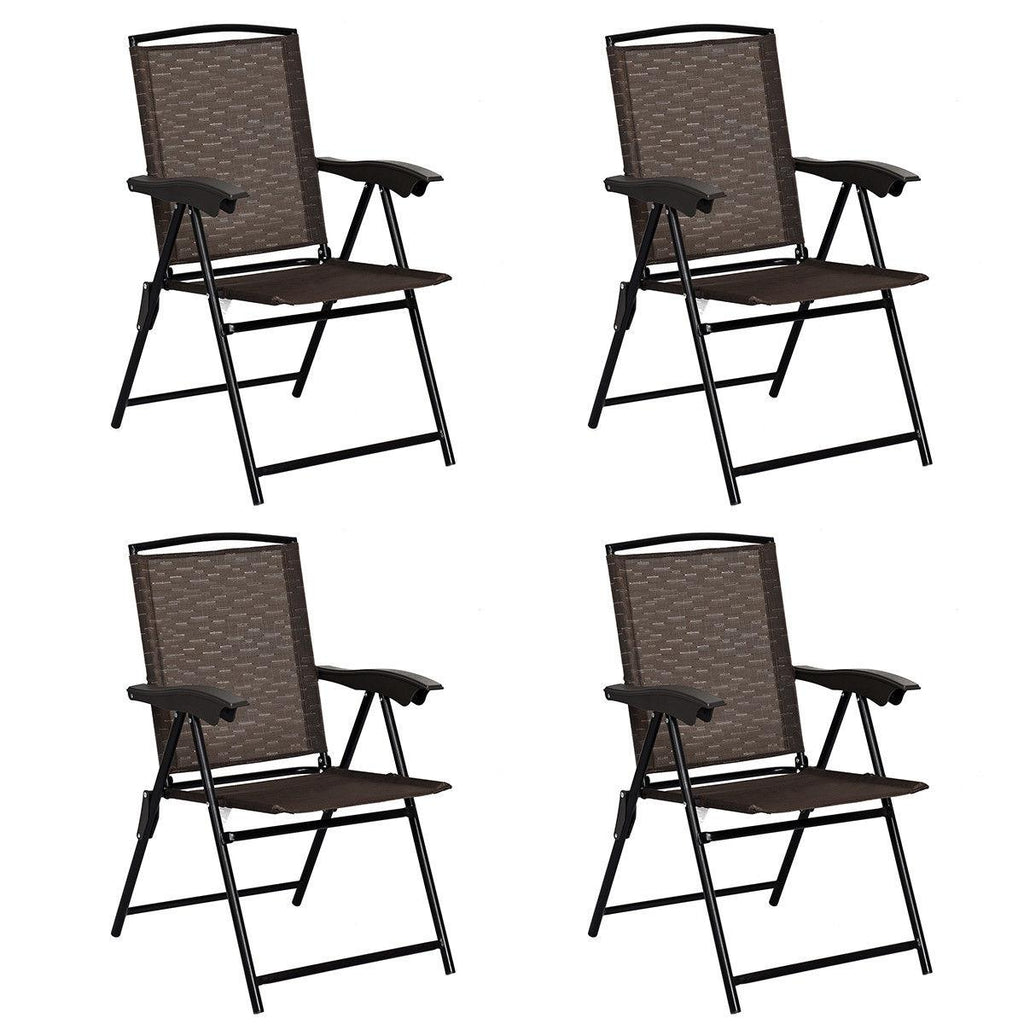 4-Piece Folding Dining Chairs with Adjustable Sling Back