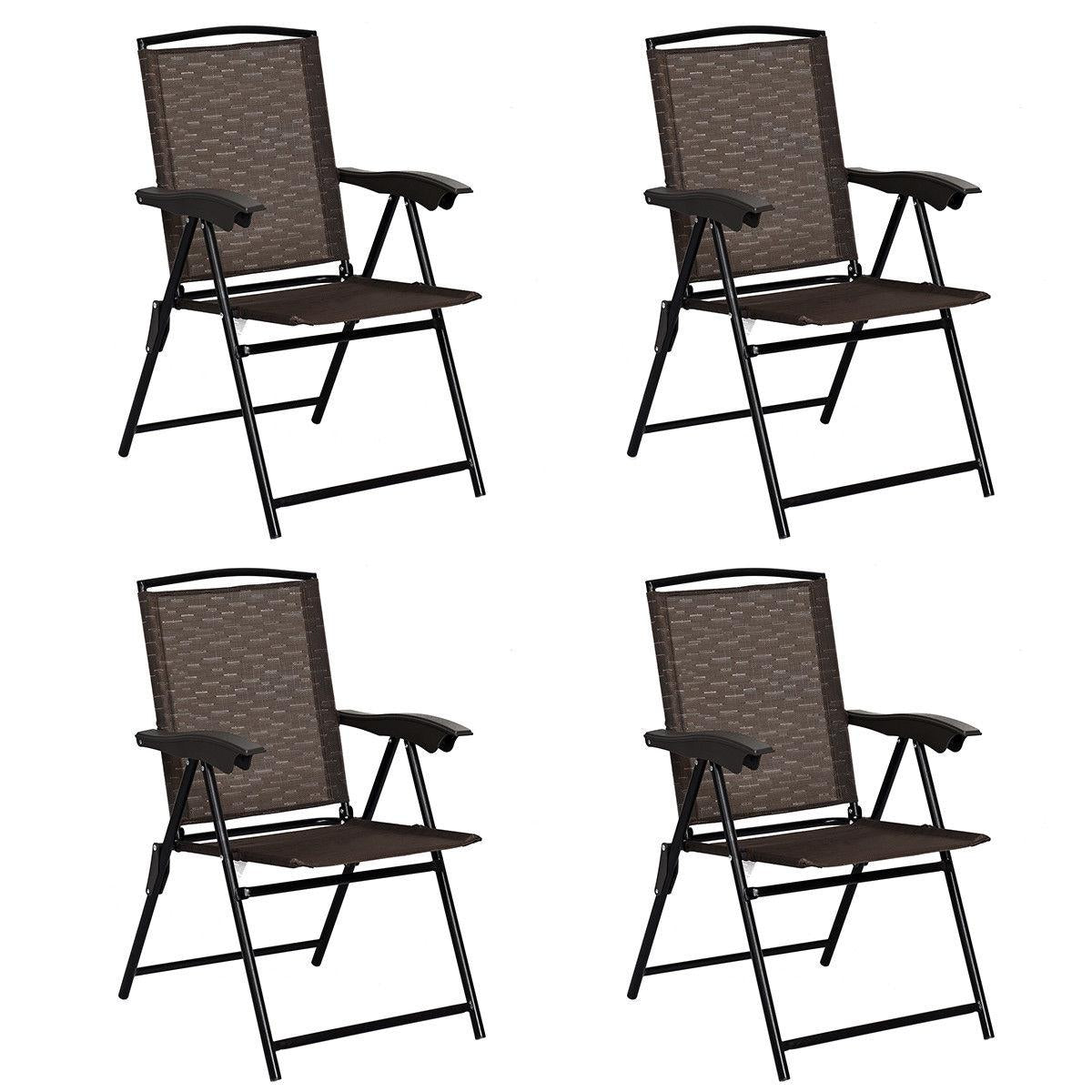4-Piece Folding Dining Chairs with Adjustable Sling Back
