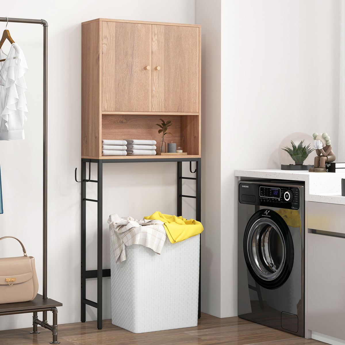 Over The Toilet Storage Cabinet 2 Door - Natural
