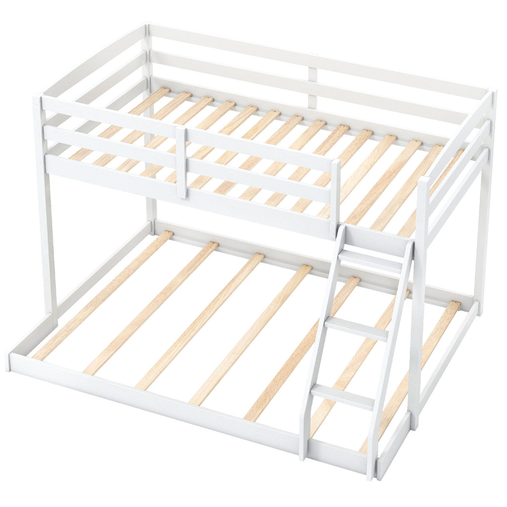 Twin Over Full Bunk Bed Low Floor Pine Wood - Gray