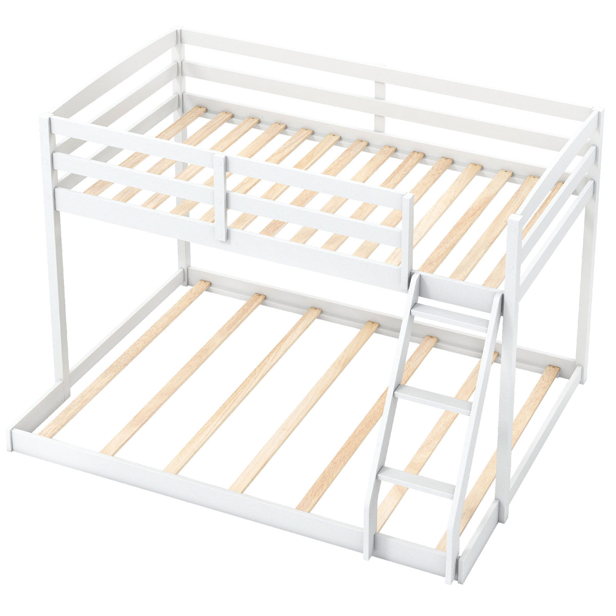 Twin Over Full Bunk Bed Low Floor Pine Wood - Gray