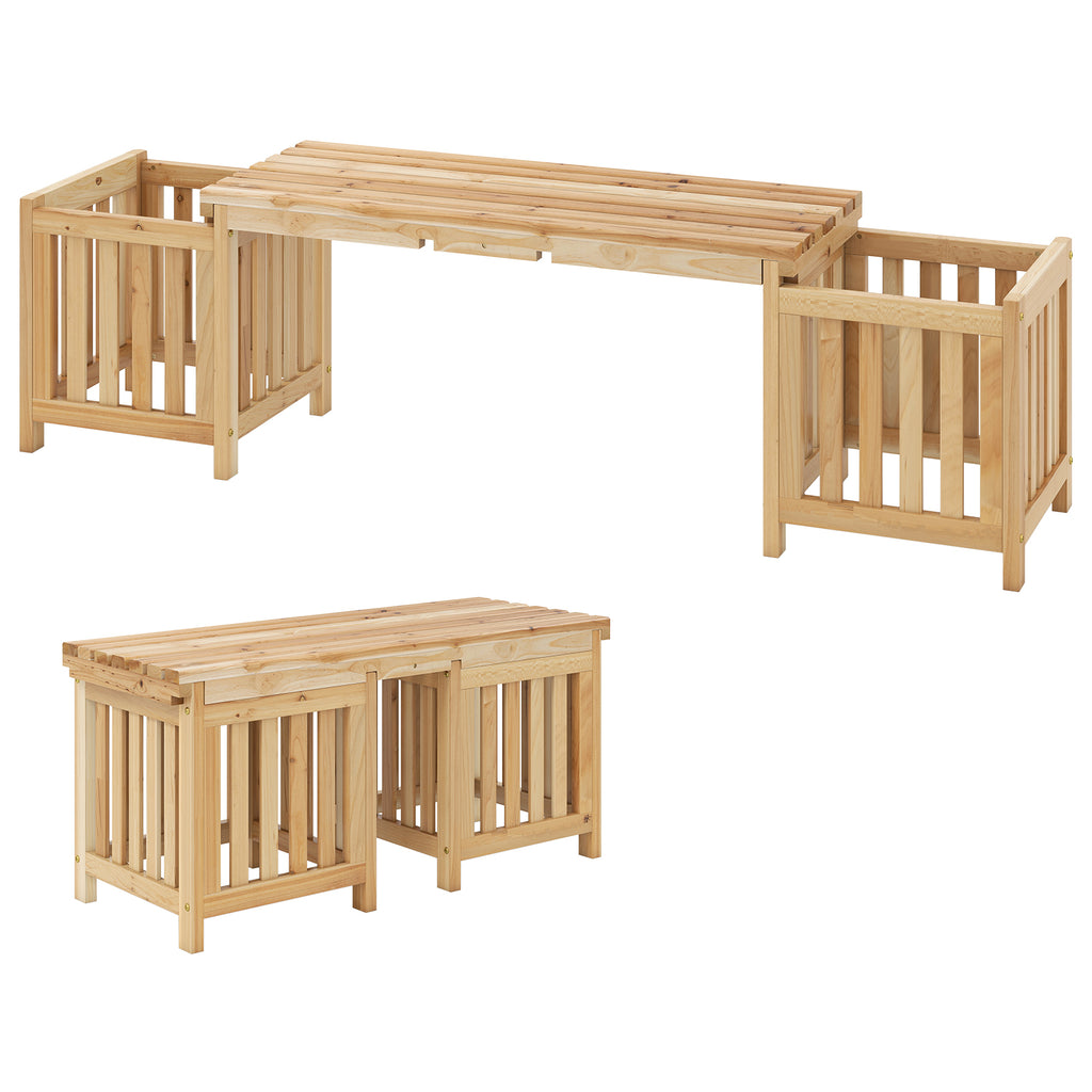 3-in-1 Acacia Wood Loveseat Bench - Convertible Outdoor Furniture