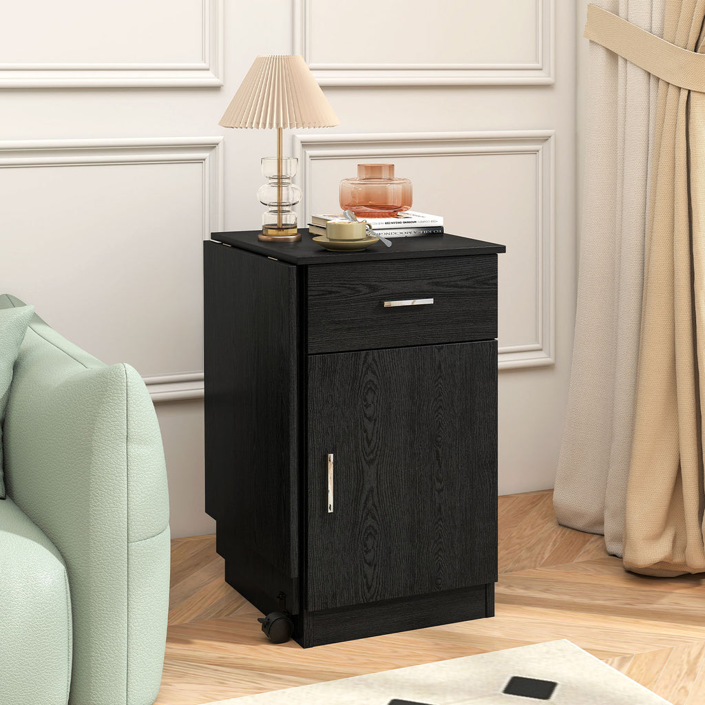 Folding Computer Desk with Drawer & Cabinet - Black