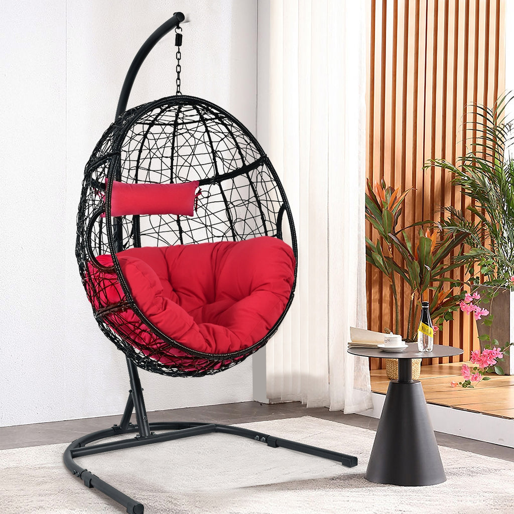 Indoor/Outdoor Hanging Cushioned Hammock Chair with Stand