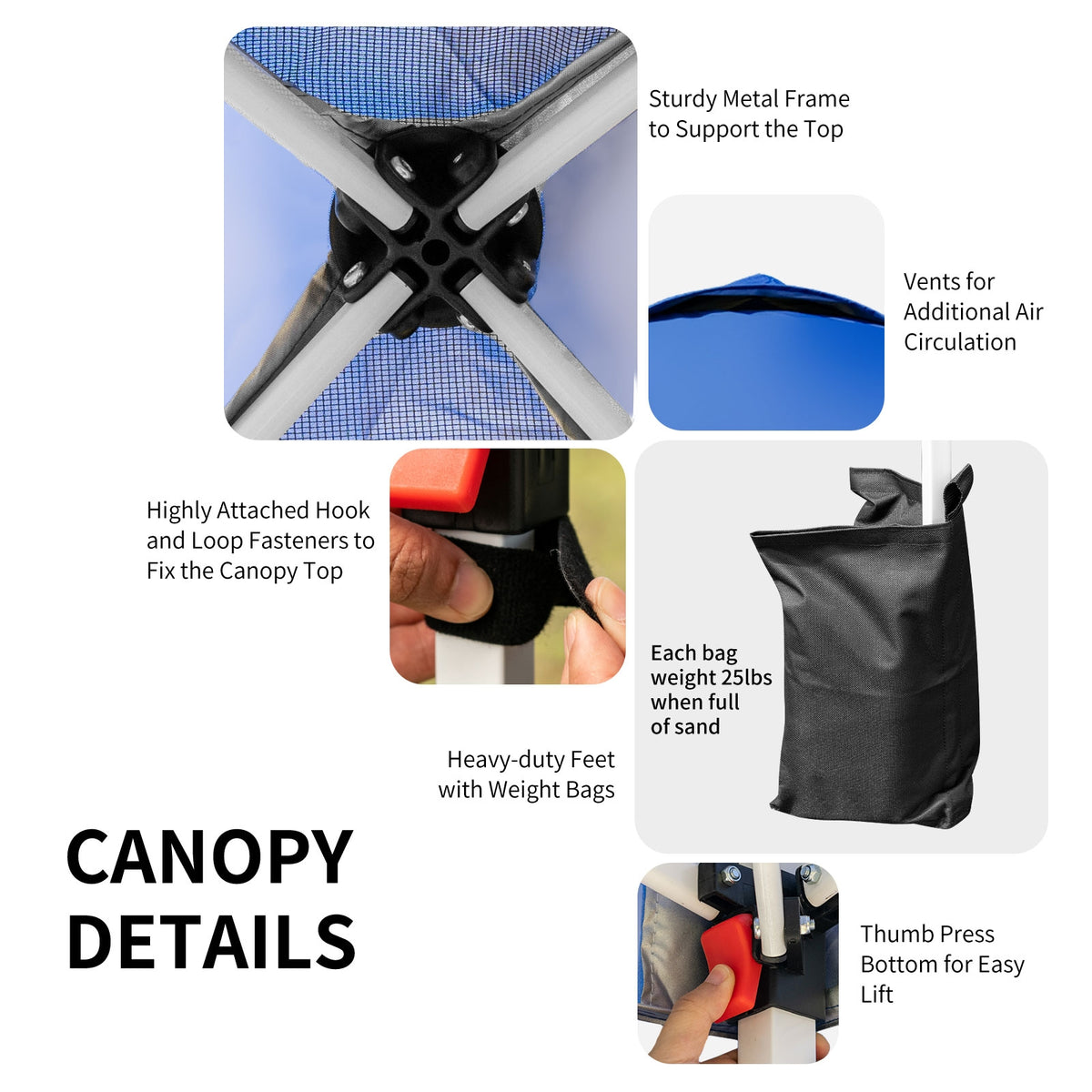 6.6 x Feet Outdoor Pop Up Height Adjustable Canopy Tent with Roller
