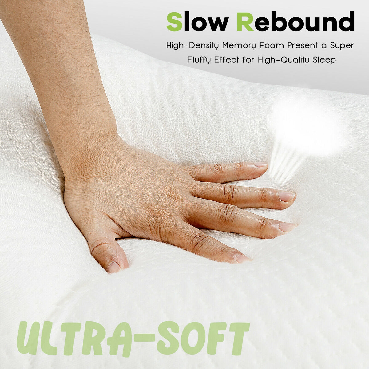 Shredded Memory Foam Bed Pillows Queen, 28x18 Inch (Set of 2)