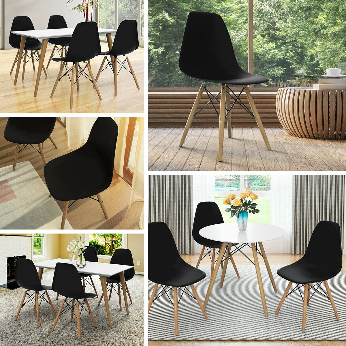 Mid-Century Dining Side Chair - Black