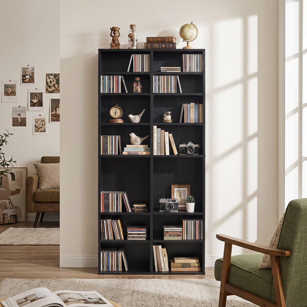 16 Compartment CD Storage Unit 54" Open Display Shelf White