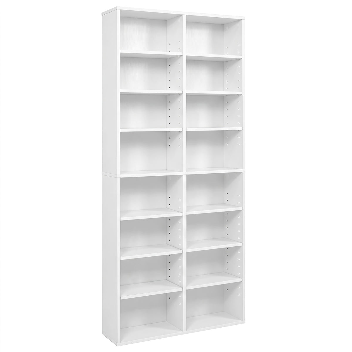 16 Compartment CD Storage Unit 54" Open Display Shelf White