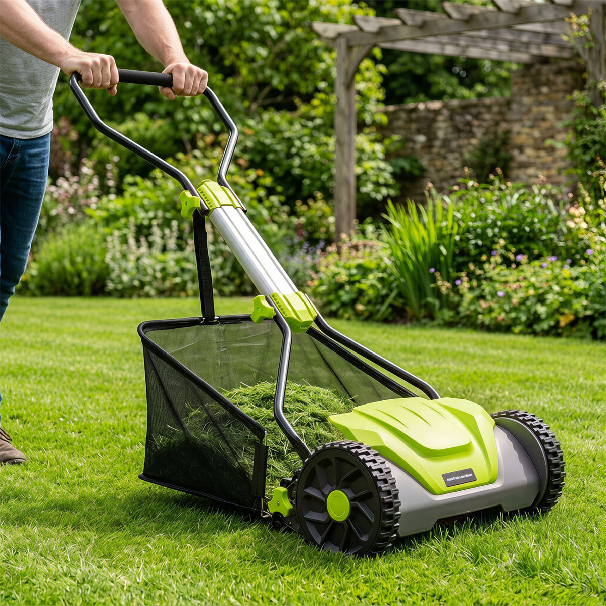 16 Inch Adjustable Cutting Heights 5-Blade Push Reel Lawn Mower with