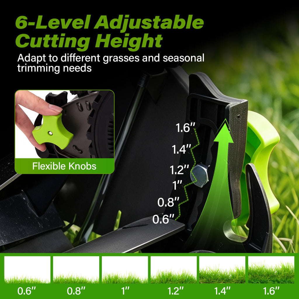 16 Inch Adjustable Cutting Heights 5-Blade Push Reel Lawn Mower with