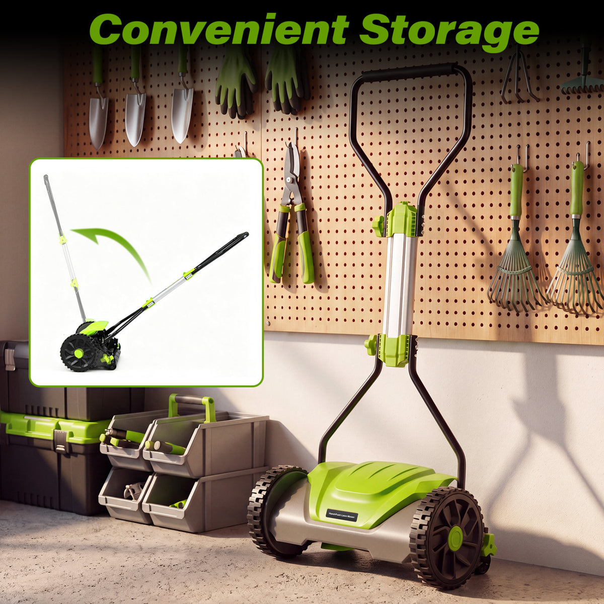 16 Inch Adjustable Cutting Heights 5-Blade Push Reel Lawn Mower with