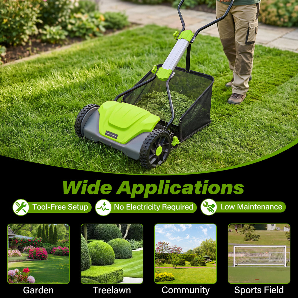 16 Inch Adjustable Cutting Heights 5-Blade Push Reel Lawn Mower with