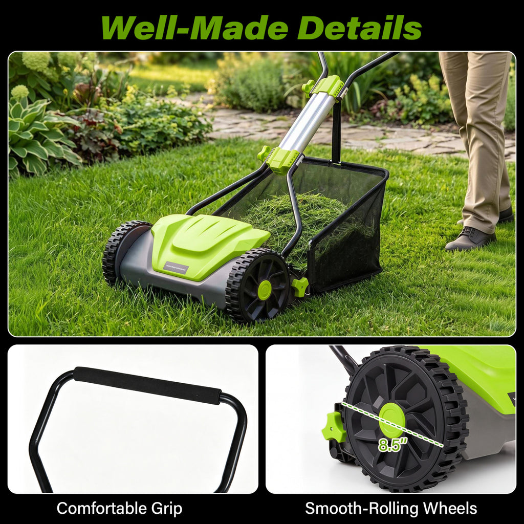 16 Inch Adjustable Cutting Heights 5-Blade Push Reel Lawn Mower with