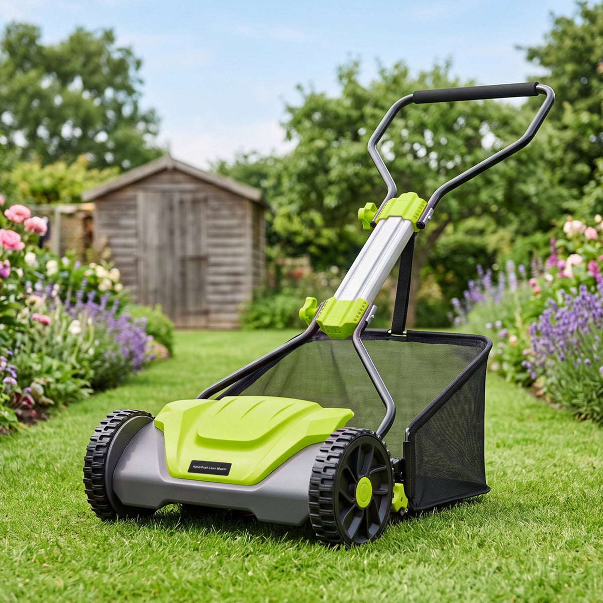 16 Inch Adjustable Cutting Heights 5-Blade Push Reel Lawn Mower with