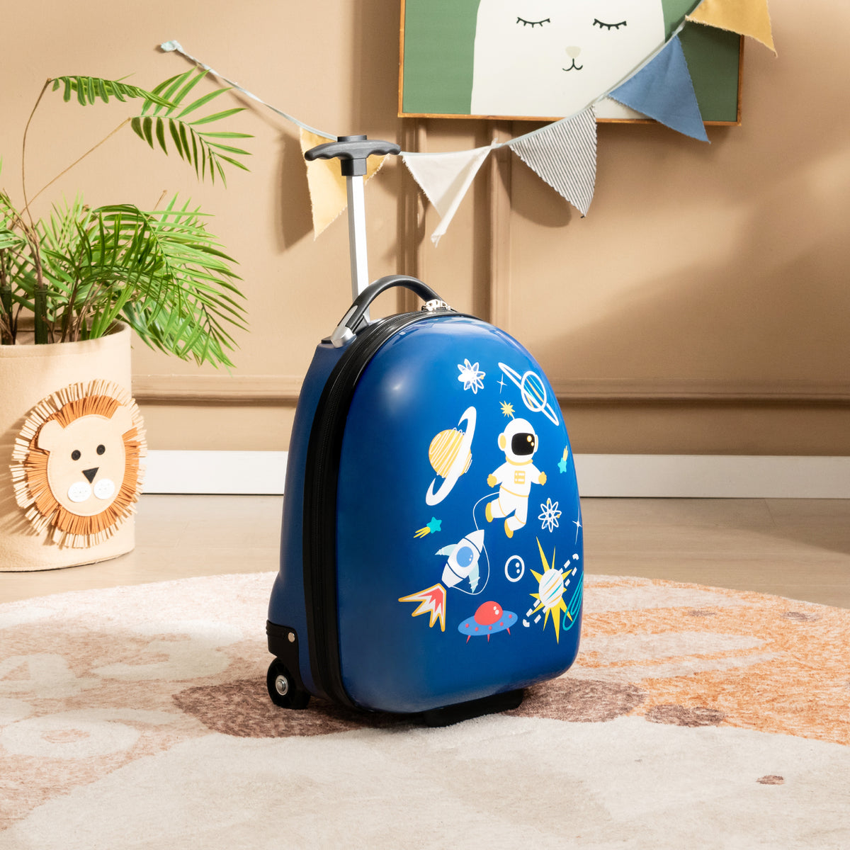 Kids Carry-On Luggage 16 Inch Hard Shell Suitcase with Wheels - Pink