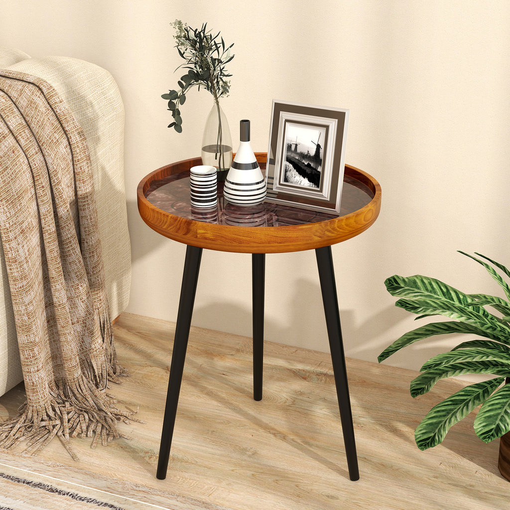 Round End Table with Sea Shell Decoration - Medium