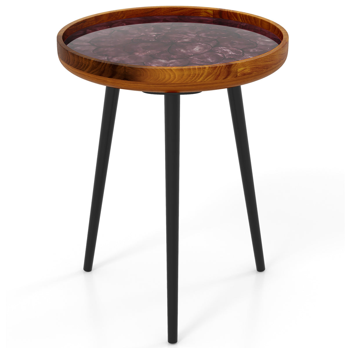 Mid-Century Coffee & End Table with Sea Shell Decoration - Green