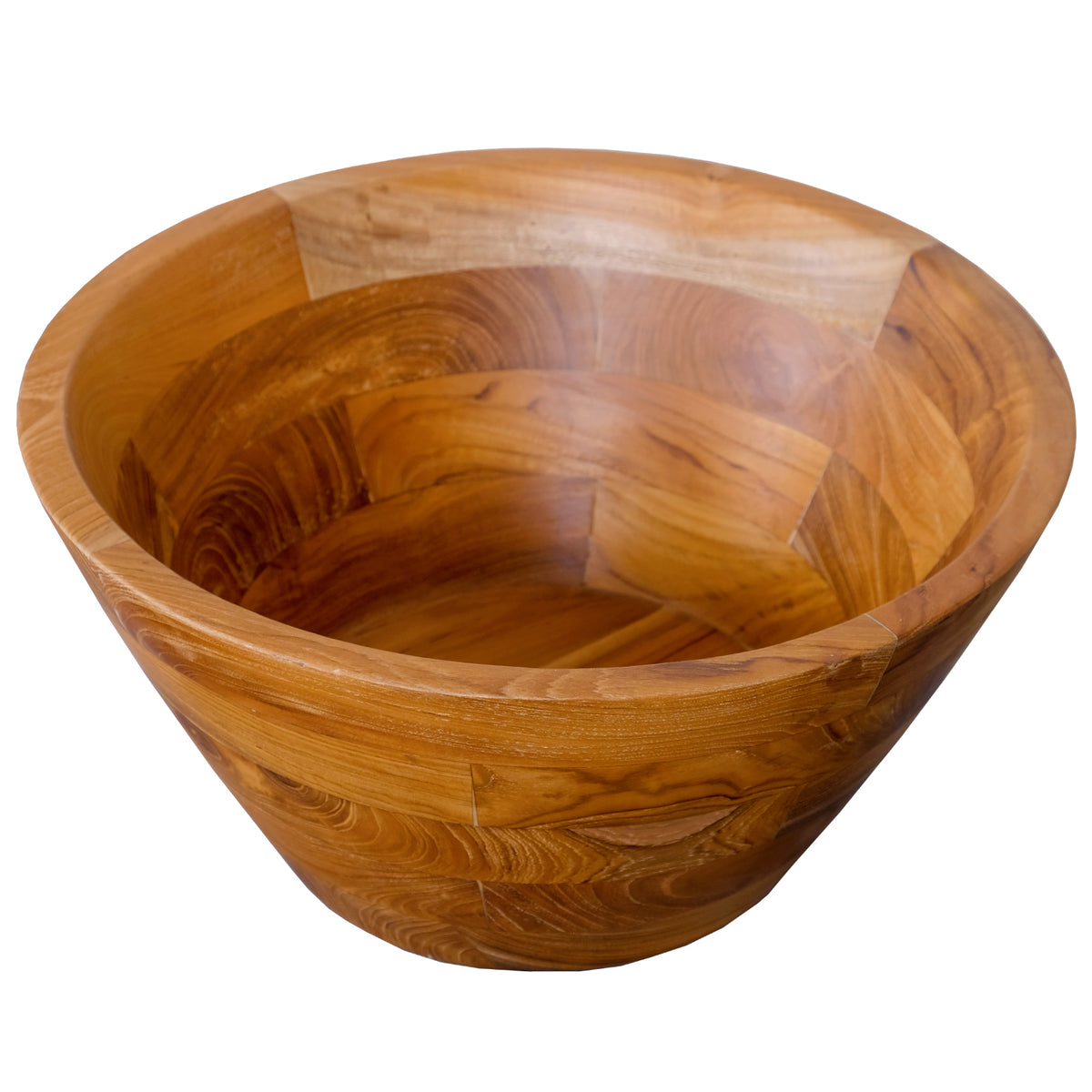 16 Inch Teak Wood Washbasin with Smooth Finish and Rounded Corners