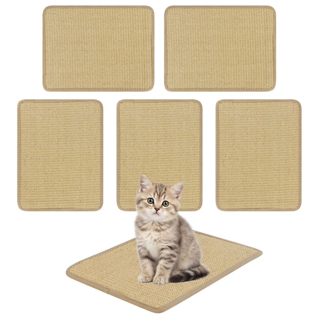 6 Pieces Cat Scratcher Mat Set - 12 Inch Natural Sisal Claw Protectors, Non-Slip Wall & Floor Scratchers for Cats