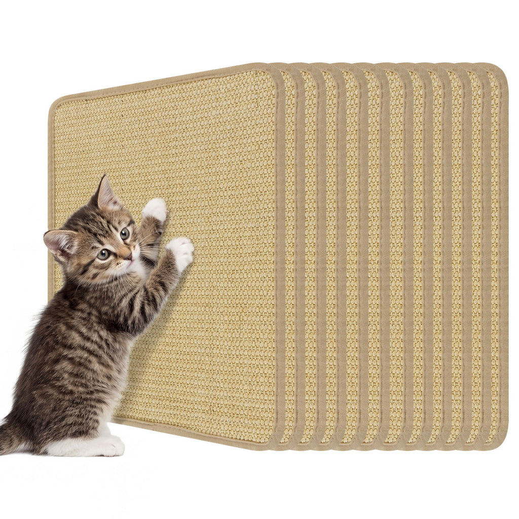 6 Pieces Cat Scratcher Mat Set - 12 Inch Natural Sisal Claw Protectors, Non-Slip Wall & Floor Scratchers for Cats